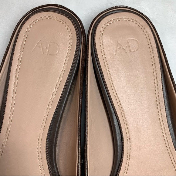 AD & Daughters Brown Croc-Embossed Leather Mules, Leather Soles and Lini… - Picture 9 of 15